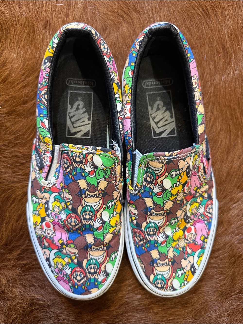 Vans Slip-On Sneakers — Multicolor Super Mario Character Print
